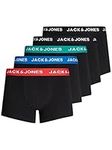 JACK & JONES Men's 5-Pack Trunks Boxer Briefs Stretch Underwear Basic Cotton Undies., Colours:Black-3, Size:S