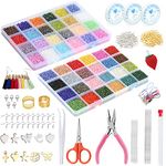 57600Pcs Colorful Glass Seed Beads with 48-Grid Plastic Storage Box Loose Beads Kit Including Open Jump Rings, Scissors and Jewelry Pendant Basic Accessories for Jewelry Making, Beading, Crafting