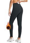 BALEAF Fleece Lined Leggings Women High Waist Water Resistant Thermal Warm with Pockets for Yoga Workout Black S