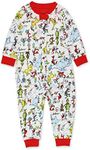 Dr. Seuss Grinch Cat in The Hat Infant Baby Footless Sleeper Pajamas (12 Months, White/Multi)