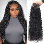 Water Wave Human Hair Bundles Brazilian Deep Water Bundles Human Hair 8 10 12 Inch 100% Unprocessed Virgin Human Hair Extensions for Women Wet and Wavy 3 Bundles Human Hair Natural Black Color