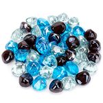 Stanbroil 10-Pound Blended Fire Glass Diamonds - 1/2 inch Reflective Fire Glass Blended Caribbean Blue,Crystal Ice,Amber Luster for Indoor and Outdoor Gas Fire Pits and Fireplaces