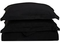 Impressions 1500 Series 100% Brushed Microfiber 3-Piece Full/Queen Duvet Cover Set Solid, Black - Super Soft and Wrinkle Resistant