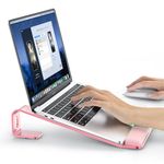 LOXP Laptop Stand for Desk,Laptop Stand with Wrist Support,Ergonomic Detachable Laptop Riser,Aluminum MacBook Stand,Laptop Stand with Wrist Pad,Fits 10-17" MacBook Pro/HP/Dell/Lenovo All Laptops,Pink