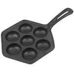 Ctwezoikmt Cast Iron Stuffed Nonstick StuffedPancake Pan,Munk/Aebleskiver,House Cast Iron Griddle for Various Spherical Food