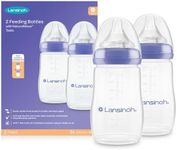 Lansinoh Anti Colic Baby Bottle - 2 Pack 240 ml - NaturalWave® Teats Reduces Nipple Confusion - BPA & BPS-Free Breastfeeding Bottle Feeding Stackable Lid Fridge Freezer Milk Storage Feeding Bottles