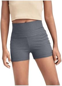 Floerns Girls Dance Shorts Breathable Rib Knit Sporty Running Biker Shorts Dark Grey 10Y