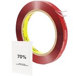 3M 4910 VHB Double Sided Tape Clear 10mm x 3m: Heavy-Duty, Waterproof Sticky Tape for LED Lights, Number Plates, Picture Hanging– Ideal for Home, Office, Car, Outdoor Use– Superior Adhesion + IPA Wipe