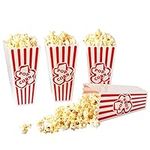 Plastic Popcorn Containers Red & White Striped Retro Style Reusable Popcorn Boxes for Movie Night and Party- 4 Pack