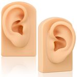 2 Pcs Silicone Ear Model, Left and Right Soft Flexible Model Fake Ear Piercing Practice, Silicone Body Parts, Realistic Silicone Ear Mold for Jewelry Display Acupuncture Mannequin Teaching Instruction