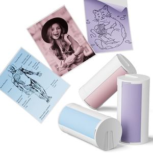ETIKEZ Genuine Self-Adhesive Thermal Printer Stickers, Compatible with PM290C Mini Sticker Printer, Black on White, 54mmx3.5m Sticker Paper for Journal, Study, Photos, 3 Rolls, Blue/Pink/Purple