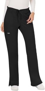 Cherokee Women's Mid Rise Moderate Flare Drawstring Pant, Black, Medium