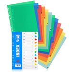 File Dividers A4, 3 Pack Folder Dividers, Extra Wide 1-12 Multipurpose Porous Index Dividers, Pre-Punched Leverl Arch Folder in Assorted Colours Plastic Binder Dividers (Number Tabs)