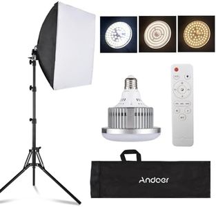 Andoer Softbox Photography Lighting Kit 16'' x 16'',85W Studio Lights for Photography and Live with 3000K-7500K Bi-Color LED Light, 40x40cm Soft Box,1.7m Light Stand,Remote Control,and Carry Bag