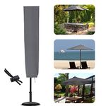 RICHIE Garden Parasol Cover Patio Umbrella Covers for Parasol Fits 2 to 3m Diameter Parasols 153x30x30cm Waterproof Tear Resistant 600D Oxford PVC Coating with Drawstring Cord at Bottom, Grey, NO ZIP…