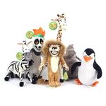 OMECAR Movie The Penguins of Madagascar Plush Toy Sets Cute Cartoon Hippo Giraffe Lion Pillow Stuffed Animal Doll for Kids Gift 25cm 6 Pcs