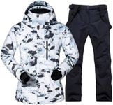 Men Ski Jacket Ski Pants Winter Warm Windproof Waterproof Outdoor Sports Snowboarding Ski Coat Trousers Ski Suit, shanqun+BK M