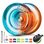 INOVASHON Crystal Yoyo Responsive Yoyo K2, Professional Yoyo for Kids and Adults, Unresponsive Yoyo Trick Yoyo for Advanced, Pro Yoyo with Yoyo Bearing + 12 Yoyo Strings + Yoyo Case (Blue Orange)