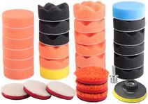 ZFE Drill Polishing Kit for Car, 3''(80mm) 32Pcs Car Foam Buffing Pads, Wool Pads Drill Buffing Pad, Wax Buffer Polisher Attachment with 5/8-11 Thread Backing pad & Adapters