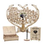 Wedding Guest Book Alternative, Wedding Heart Guest Book Drop Box, Rustic Wooden Wedding Reception Guest Book with Picture Frame for Wedding Gift Valentine Gift