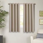 Turquoize Room Darkening Curtain for Bedroom 63 Inch Length Window Treatment Insulated Curtains 2 Pack Solid Grommet Blackout Curtains for Bedroom, 52" W x 63" L, Set of 2 Panels, Cream Beige