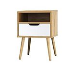 OIKITURE Wooden Nightstand with Dra
