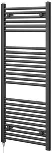 Newark Anthracite Electric Heated Towel Rail Wall Mounted Slim Ladder Design Bathroom Radiator - 1200mm x 500mm