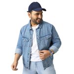 Urbano Plus Men's Light Blue Regular Fit Washed Full Sleeve Denim Jacket (plusjaktp-denimball-lblue-2xl)