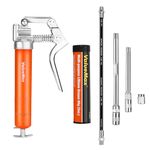 ValueMax Mini Grease Gun Kit, Pistol Grip 3500PSI Grease Gun with 85g Cartridge Grease, with Flexible Hose, Metal Pipes, Couplers and Nozzles