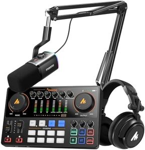 MAONO Podcast Equipment: Audio Interface, USB/XLR Dynamic Mic and Headphones with Dual XLR Input, Quick to Mute, Noise Reduction, 8 Customize soundpads for Podcast Recording, Streaming, YouTube