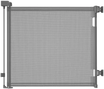 dearlomum Retractable Baby Gate,Mesh Baby Gate or Mesh Dog Gate,33" Tall,Extends up to 55" Wide,Child Safety Gate for Doorways, Stairs, Hallways, Indoor/Outdoor（Grey,33"x55"