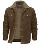 EKLENTSON Corduroy Jacket Men Cotton Fleece Lined Jacket Outdoor Winter Casual Work Fishing Coat with Pockets,Brown,M