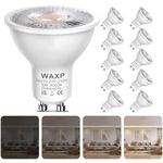 Dimmable GU10 LED Spot Light Bulbs Warm White 5W, 3000K, 365lm, No Flickering, Energy Saving Light Bulbs, Equivalent 40-50W GU10 Halogen Spotlight Bulbs, 10 Pack