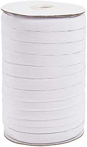 100 Yards White 1/2 inch Wide Flat Elastic Band Braided Stretch Strap Cord Roll for Sewing Crafting and Mask Making