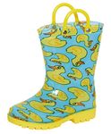 ScruffyTed Kids Wellington Boots With Pull On Handles Yellow Ducks 7 UK Child