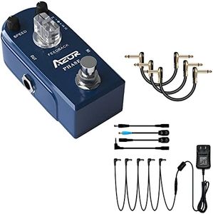 AZOR Vintage Phaser Guitar Effect Pedal with Pedal Power Supply Adapter and 4 Inch Guitar Patch Cable