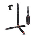 Koolehaoda Camera Aluminum Monopod with Metal Tripod Base.6 Sections 18-69inch Adjustable, Leg Diameter Φ28mm,up to 13lbs - Black