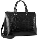 BOSTANTEN Briefcase for Women Leather 15.6 inch Laptop Shoulder Bag Office Work Crossbody Handbag, E-crocodile Pattern Black, Large, Stylish