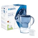 BRITA Water Filter Jug Marella Blue (3.5L) incl. 1 MAXTRA PRO cartridge - large-volume jug with digital LTI & Flip-Lid reduces chlorine, limescale & impurities.