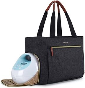 mommore Breast Pump Bag Diaper Tote Bag with 15 Inch Laptop Sleeve Fit Most Breast Pumps like Medela, Spectra S1,S2, Evenflo (Drak Grey)