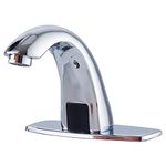 Electronic Bathroom Faucet Automatic Sensor Touchless Bathroom Sink Faucet Chrome, Motion Activated Hands-Free Vessel Sink Tap, Easy Installation Battery or Plug in Powered