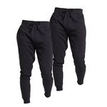 Keanu 2 Pack Slim Fit Mens Joggers - Super Soft Jogging Bottoms with Brushed Fleece Lining - Lounge Pants Gym Joggers - Cotton Rich Blend - Mens Sizes S - 2XL (Black Pack, 2XL)