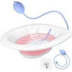 DEANIC Sitz Bath for Toilet Hemorrhoids, Postpartum Care, Collapsible Sits Bath Tub for Hemorrhoids Treatment, Yoni Steam Seat Basin, Elderly Sit Bath with Flusher Pump (Pink)