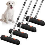 Zubebe 4 Pieces Rubber Broom Adjustable Carpet Rake Portable Pet Hair Removal Broom Soft Rubber Sweeper Broom with Long Handle for Pet Cat Dog Hair Carpet Hardwood Floor Kitchen Window Cleaning, Black