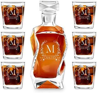 Maverton Carafe à Whisky avec Gravure pour Homme - Whiskey Set Élégant avec 2, 4 ou 6 Verres - Cadeau Homme Coffret Cadeau Homme pour Couple - Souvenir de Mariage Anniversaire Fête des Grands-Pères