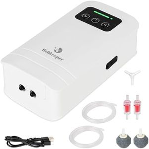fishkeeper Battery Powered Aquarium Air Pump, USB Rechargeable Aerator Fish Tank Air Pump for 10-210 Gallons Portable Oxygen Pump for Outdoor Fishing, Power Outages and Emergency (6W 110GPH)