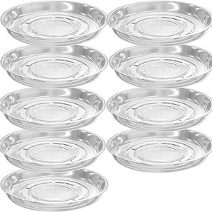 9 Pack Clear Plastic Plant Saucers (12 inch) Drip Trays Plant Plate Dish for Indoor Planters Flower Pots, Bulk