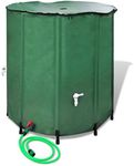 vidaXL Collapsible Rain Water Tank - 500 L Capacity, Green, Durable PVC Material, UV Protected, with Faucets and Filters, Ideal for Garden Use