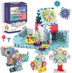ROHSCE Gear Toys Interlocking Building Blocks, 150 Piece Educational Engineering Building Toys Set, Creative Construction STEM Kits for Boys Girls, Waffle Blocks for Kids Ages 3+