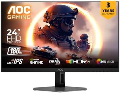 AOC 24G4E Gaming Monitor 24 inch FHD Fast IPS Gaming Monitor, 180Hz Refresh Rate, 126% sRGB, HDR10, 0.5ms, Free Sync, HDMI and Display Ports Connectivity, 178° Ultra-Wide Viewing Angle (Black)